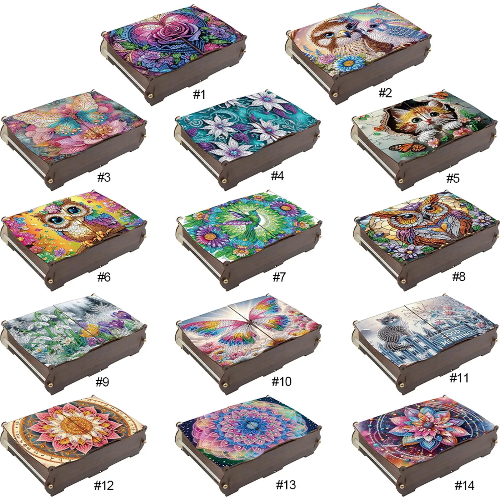 

DIY Diamond Art Wooden Box Diamond Painting Wooden Storage Box for Bracelets Necklaces Earrings