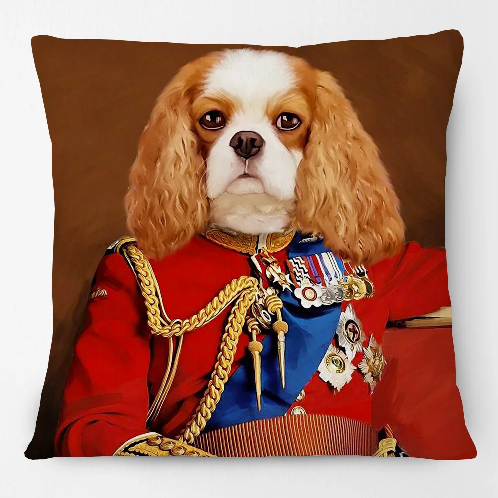 Victorian European Royal Court Pet Dogs Portrait Cushion Covers Cocker Spaniel Poodle Maltese Print Decorative Pillow Case