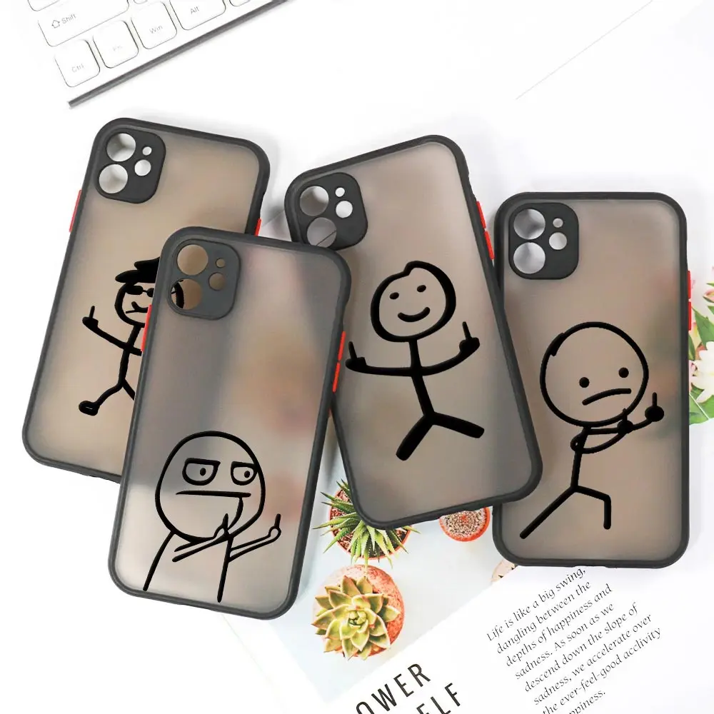 

Cute Middle Finger Funny Man Clear Case For iPhone 14 13 Pro Max 12 11 Pro SE 2020 XS XR 7 8 Plus Luxury Fundas Matte Back Cover