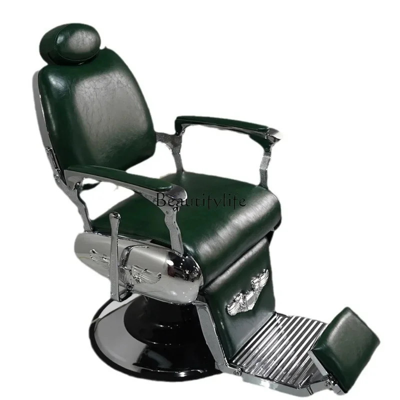 Barber shop chair light luxury high-end liftable rotating oil head chair