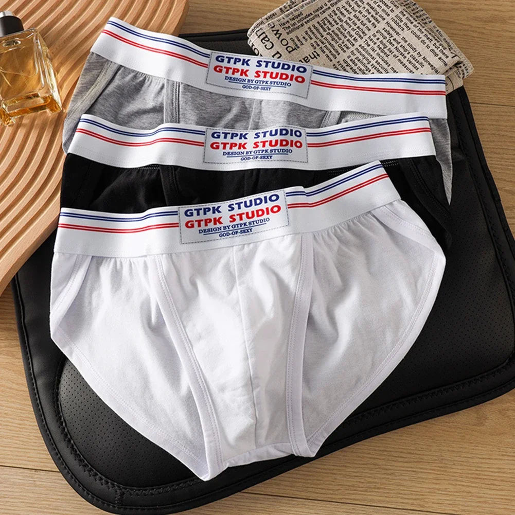 Basic Simple Men 90% Cotton Blend Low Waist Briefs U Convex Pouch Underwear Sports Comfortable Daily Panties