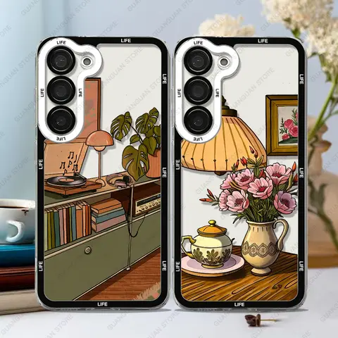삼성 갤럭시 S25 울트라 S24 플러스 S21 S22 S23 FE S20 A54 A53 A55 A35 5G TPU 커버에 대한 삶의 미학 전화 케이스