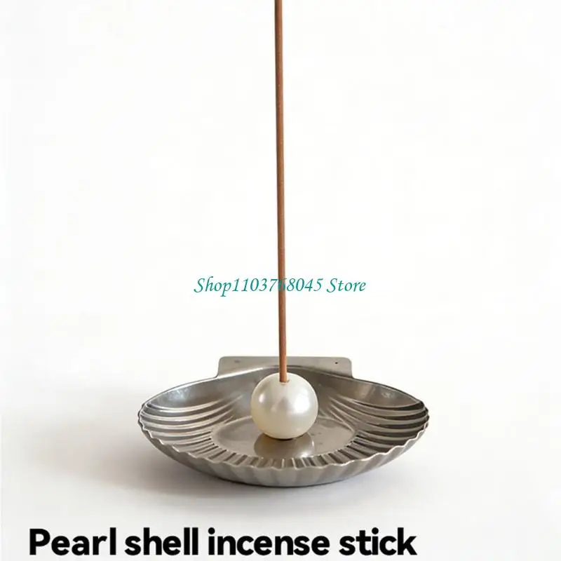 R53F Shell Incenses Stand Metal Ashes Catcher Tray for Home Desk Accent