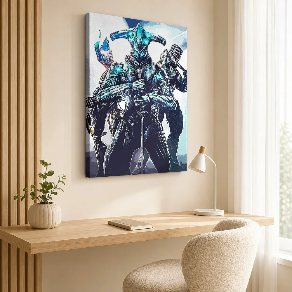 Warframe Characters Framed Canvas Posters Sci Fi Style Canvas Wall Art With Customized Photo For Studio Ideal Space Fan Gift
