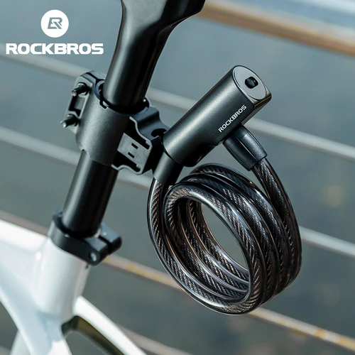 Candado de bicicleta ROCKBROS, candado de Cable antirrobo portátil para bicicleta con llaves, candado redondo de aleación de Zinc para motocicleta, Scooter, MTB y carretera