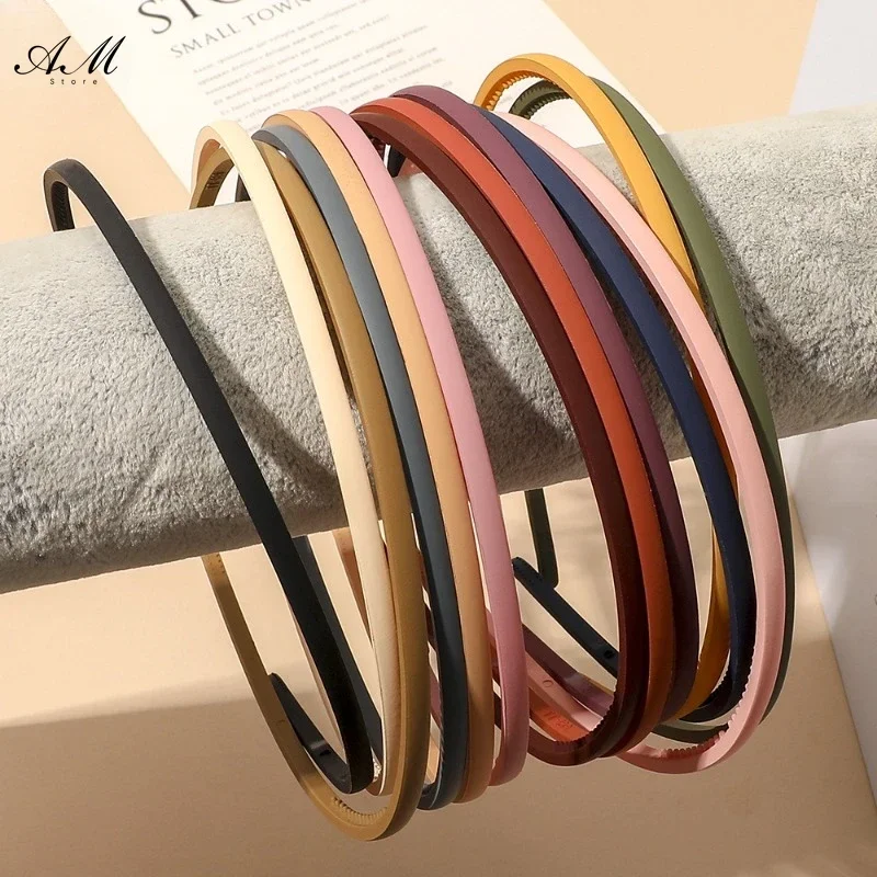 Fashion Hair Band Women Plastic Bezel Elegant Solid Color Thin Edge Toothed Non-slip Hair Hoop Headbands Girls Hair Accessories