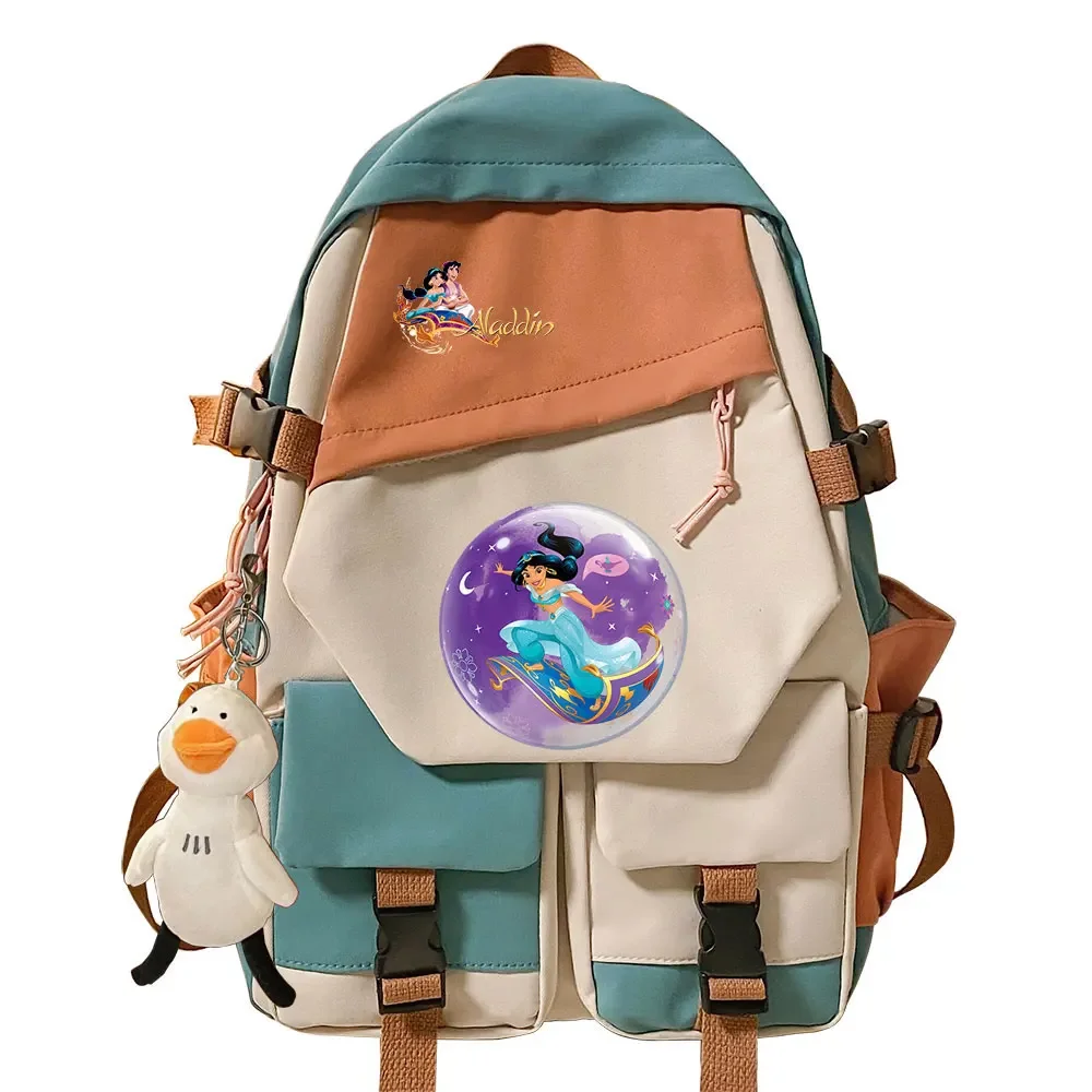 Jasmine princess Kawaii Girls Kids School Book Bags  Teenagers Schoolbags Women Patchwork Bagpack Canvas Student Backpack