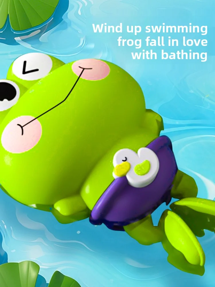 

Wind-Up Swimming Frog Bath Toys for Toddlers, No Battery Mold-Free ABS Montessori Water Toy for Kids