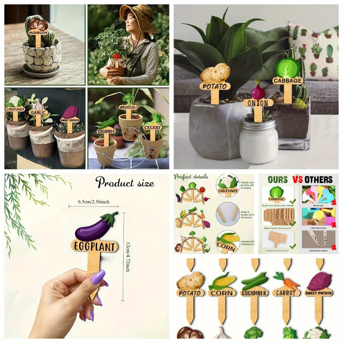 15pcs Wooden Floral New Product Record Plugin Succulent Gardener Tags Plant Pottery Tags Wooden Plugin