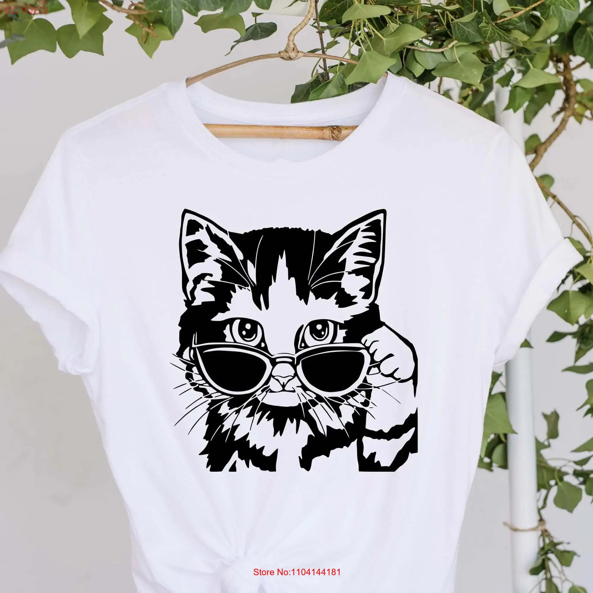 Cool CaT T Shirt With Sunglasses Lover Funny Face Cute long or short sleeves