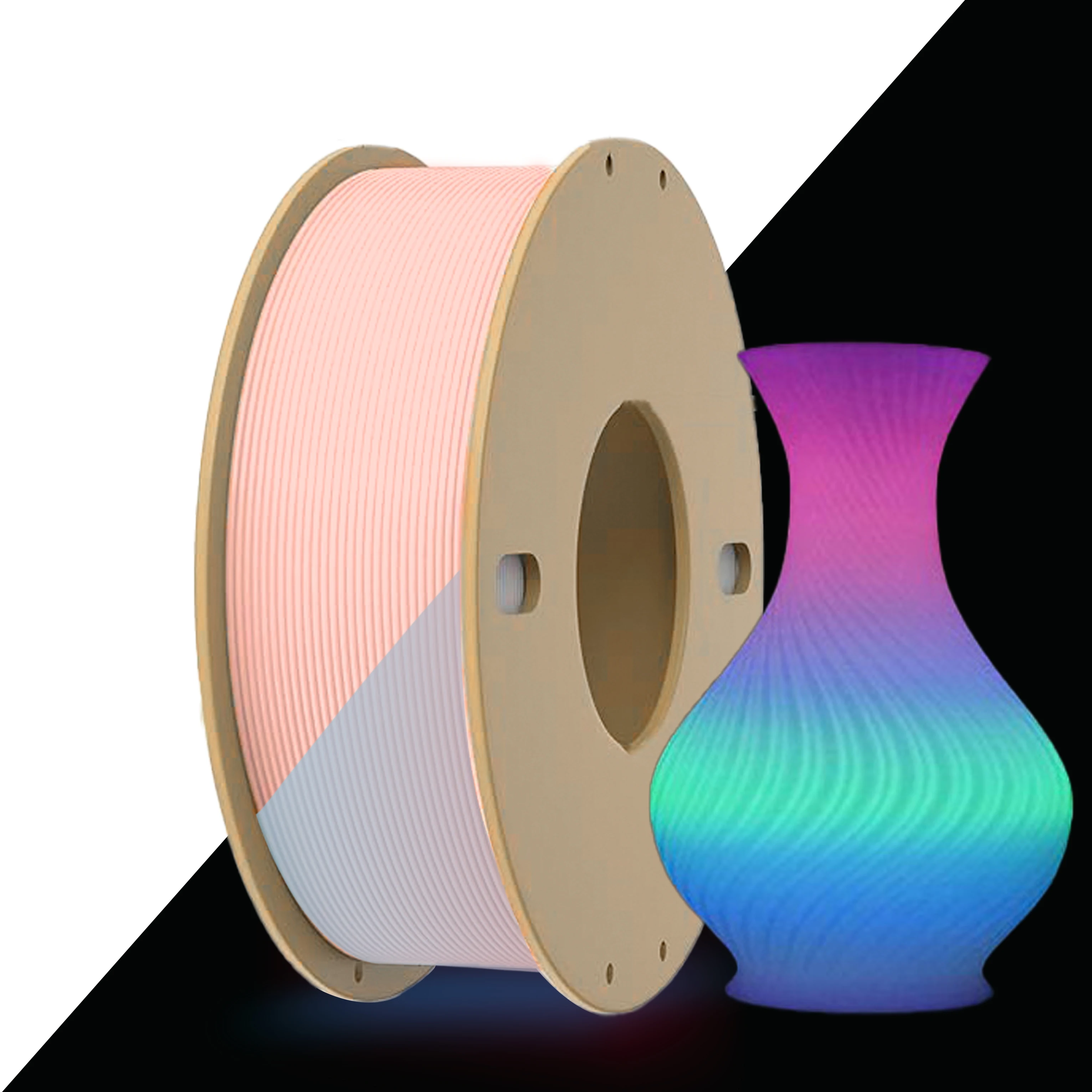 

Ночник PLA, нить для 3D-печати, 1,75 мм +/- 0,03 мм, рулон 250 г (0,55 фунтов), ночник с радужным градиентом, подходит для 3D-принтеров
