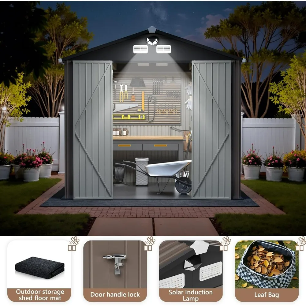 Outdoor Storage Shed 10x8 FT,Metal Tool Sheds,Waterproof Outside Storage Shed with Lockable Doors & Air Vent,Storage Building