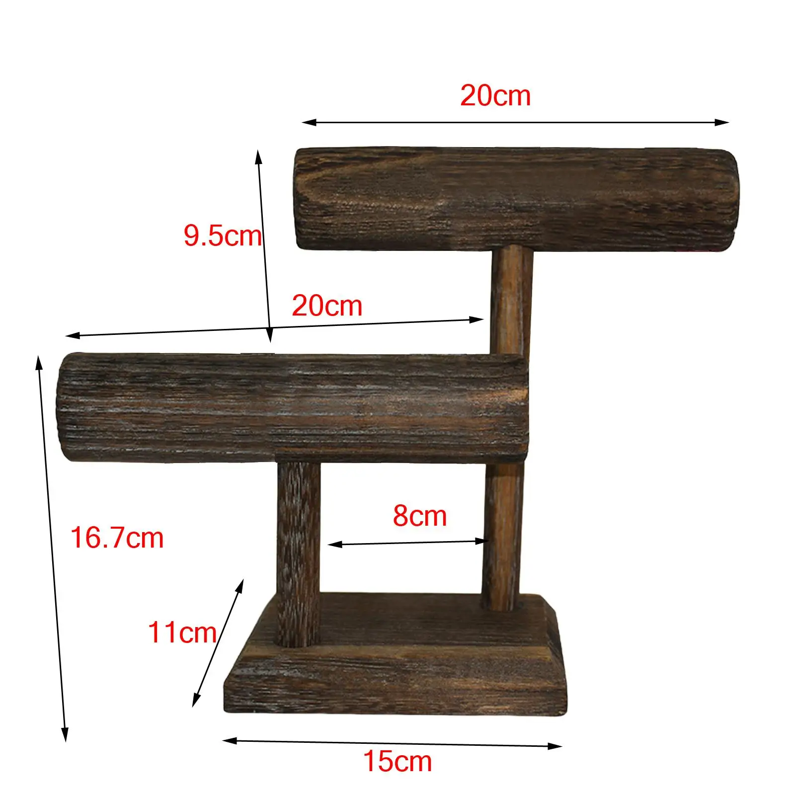 Wooden Jewelry Display Stand Accessory 2 Tier Classic Solid for Store Showcase Bangle