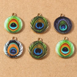 10pcs Enamel Peacock Feather Pendant Charms for Jewelry Making Necklace Earrings DIY Bracelet Accessories Supplies