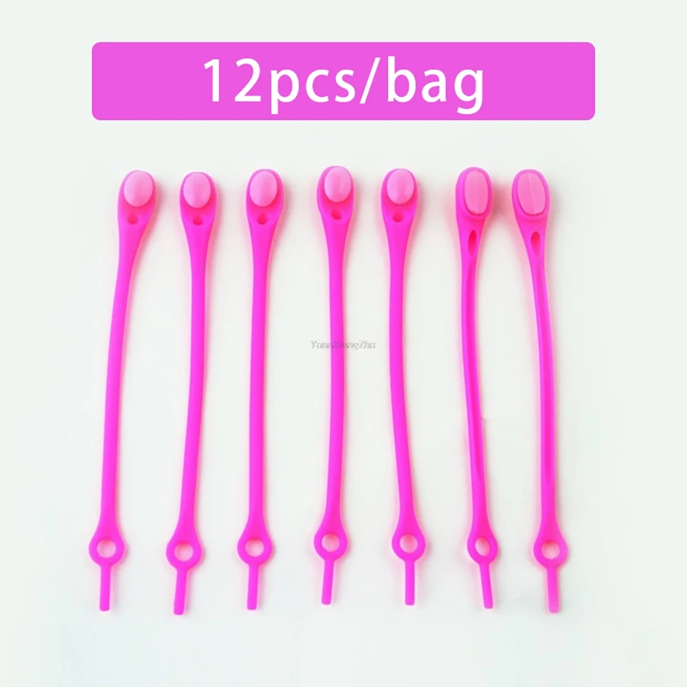 12-pack Laceless siliconen elastische veters rubberen veters volwassen kinderen luie kant gratis veters one size veelzijdig past op de meeste schoenen