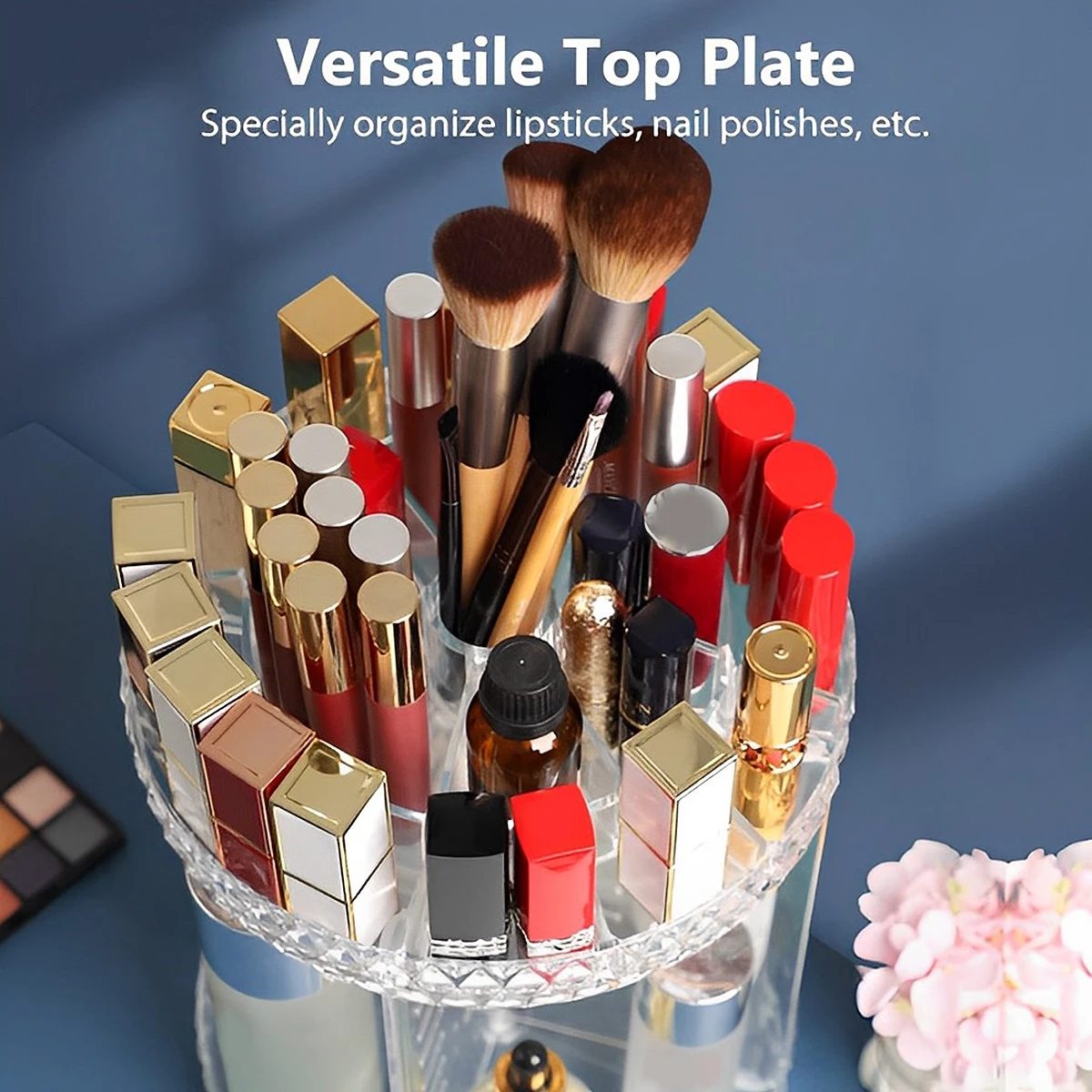 Cosmetic Makeup Storage Rack 360 Rotating European Style Makeup Organizer mul-Layers Desktop Storage Shelf Makeup Organizer