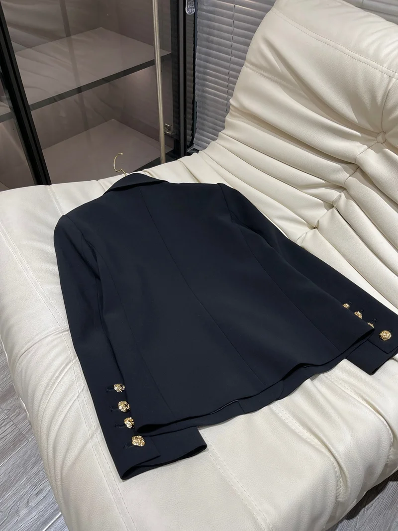 Lingzhiwusis Black Blazer Vintage British Slim Designer di alta qualità Influencer Ladies Streetwear Top capispalla femminile nuovo arriva