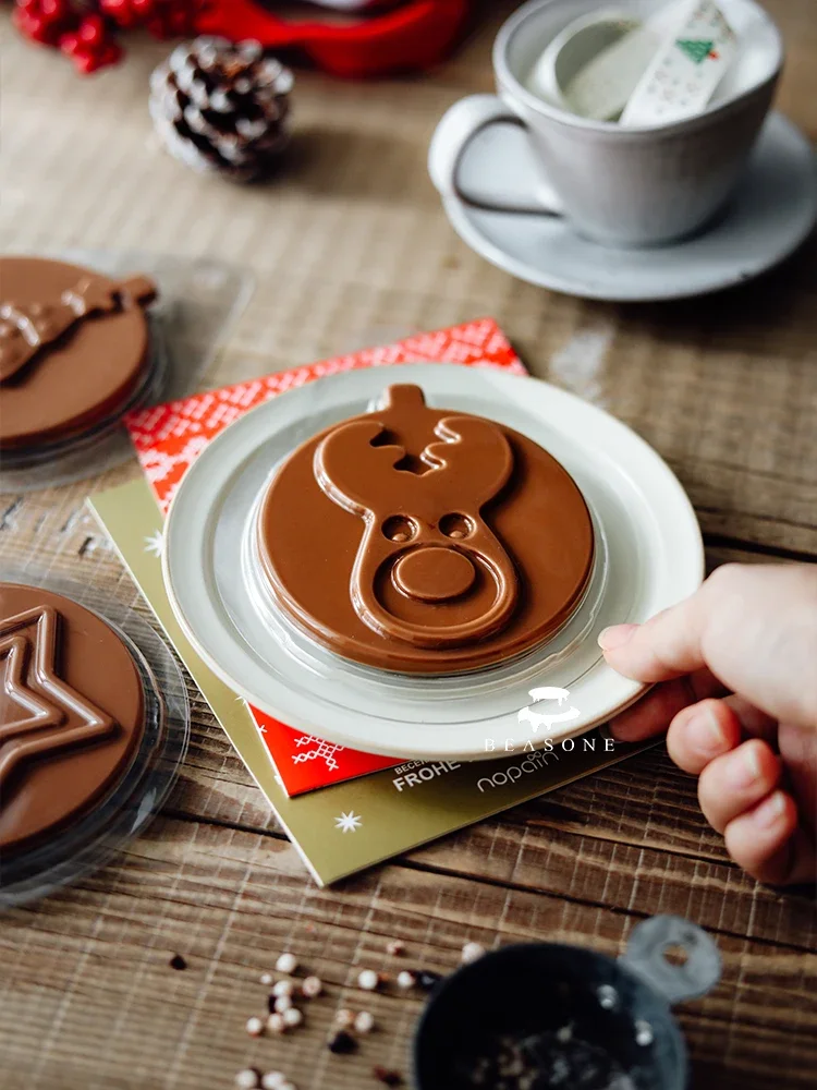Christmas Chocolate Mold DIY Handmade Chocolates Bars Color Card Packaging Cake Decoration Ribbon Kitchen Pastry Tools Molds