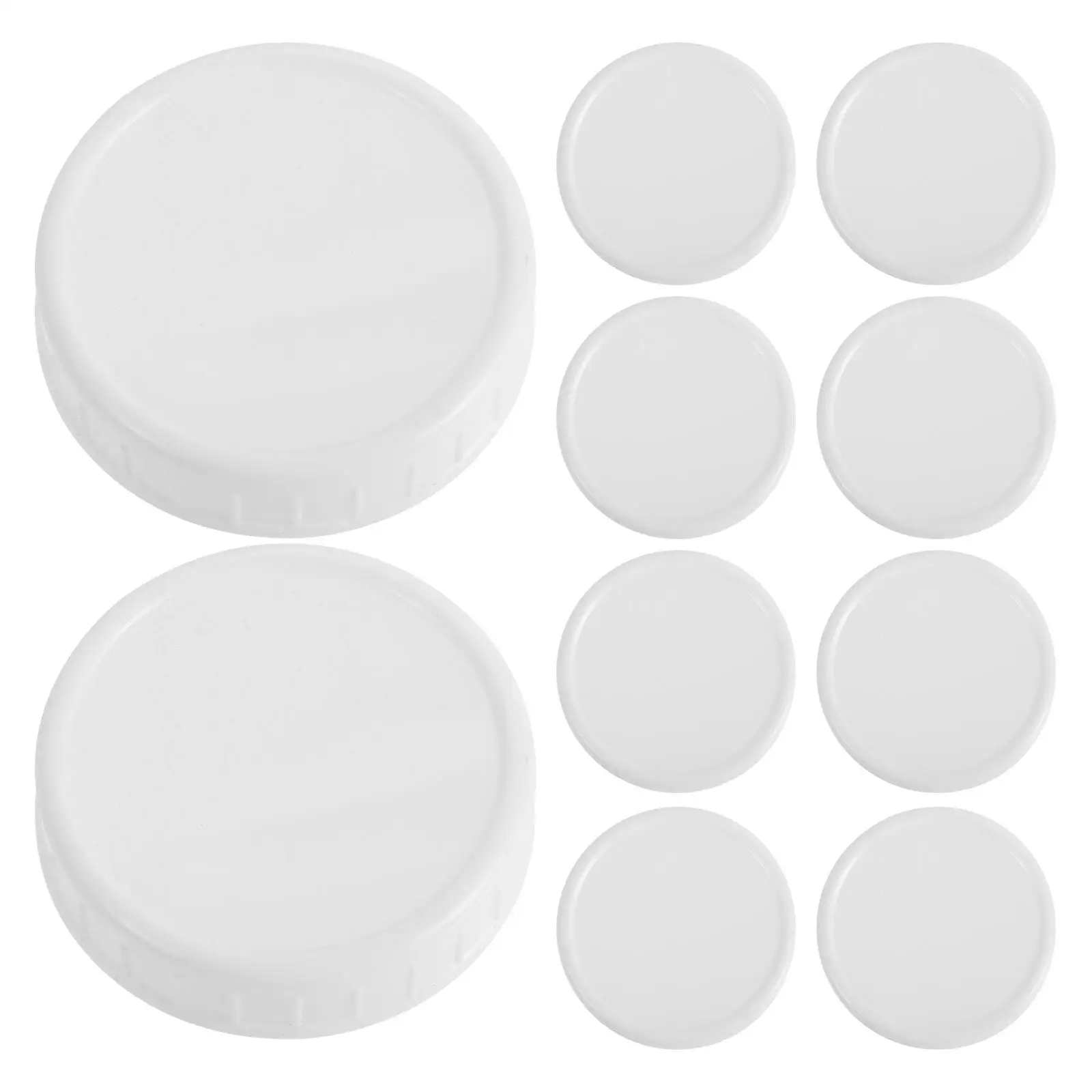 

10 Pcs White Plastic Lids Airtight Seal Silicone Ring Round Regular Mouth Mason Jar Reusable Canning Lids Seal Covers Storage
