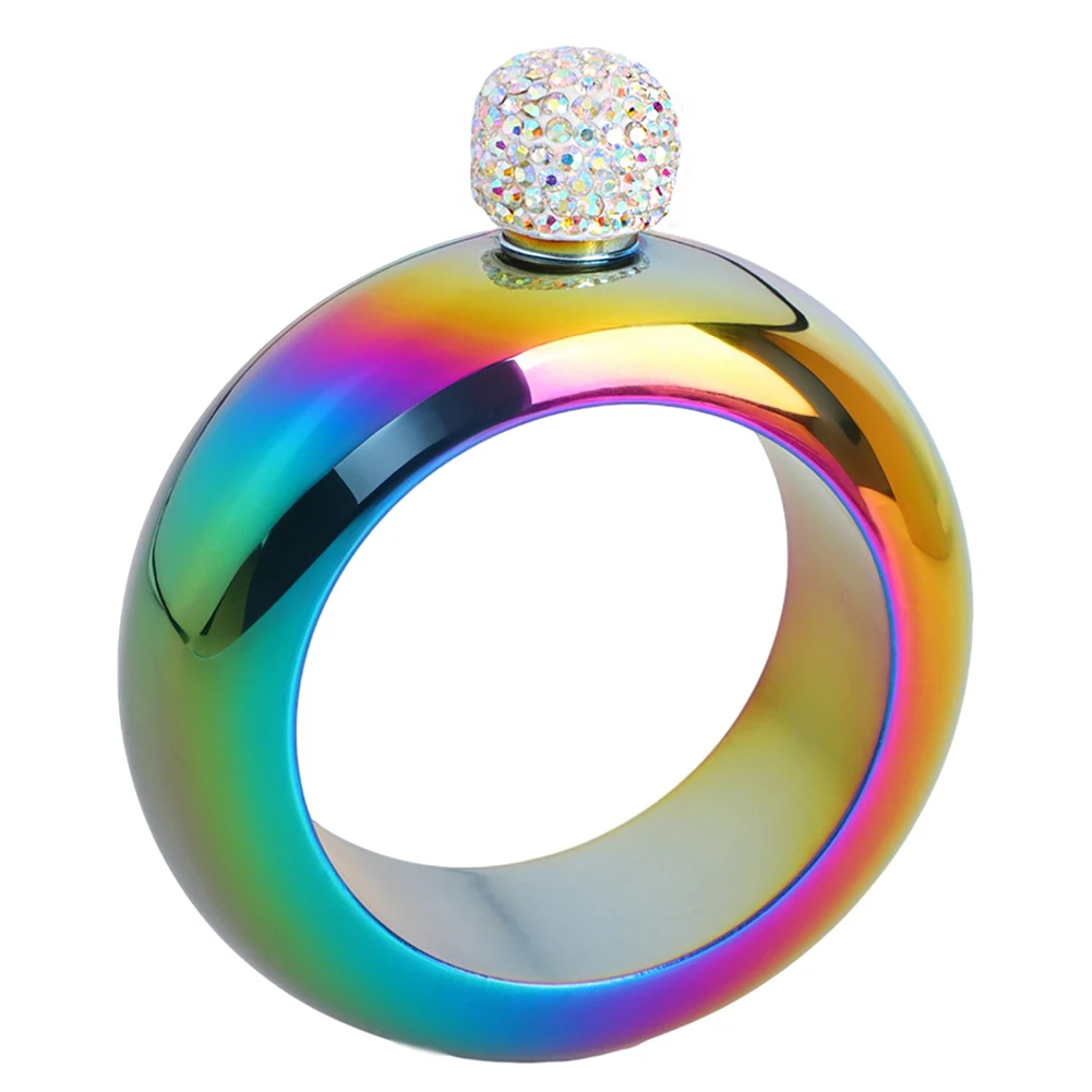 

Creative Hip Flask Funnel Set with Handmade Crystal Lid 304 Stainless Steel Flask Stainless Steel Bracelet Flask for Women Men