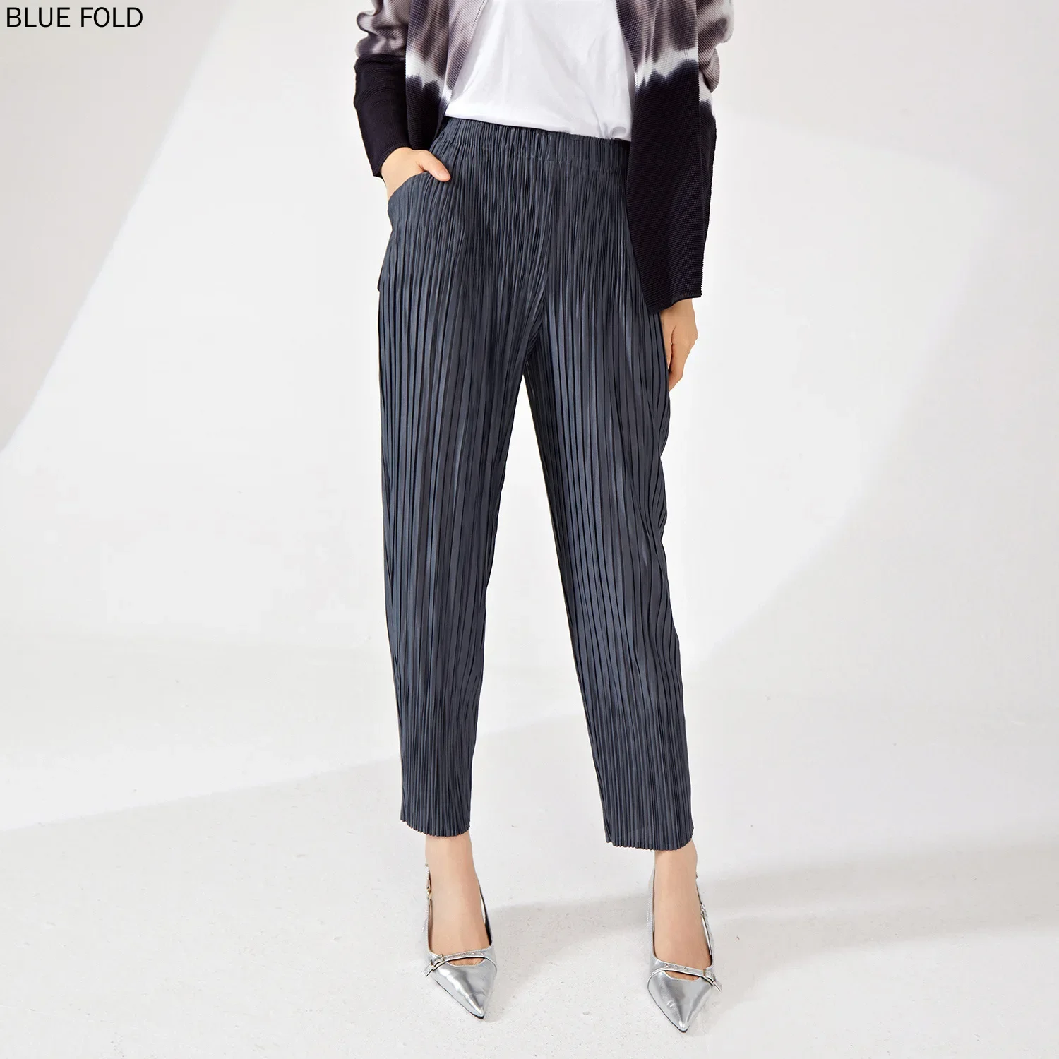 Miyake Basics' Harem Pants for Women, Loose Elastic Waist, Fashionable and Versatile, Nine-point Casual Pants, Best-selling