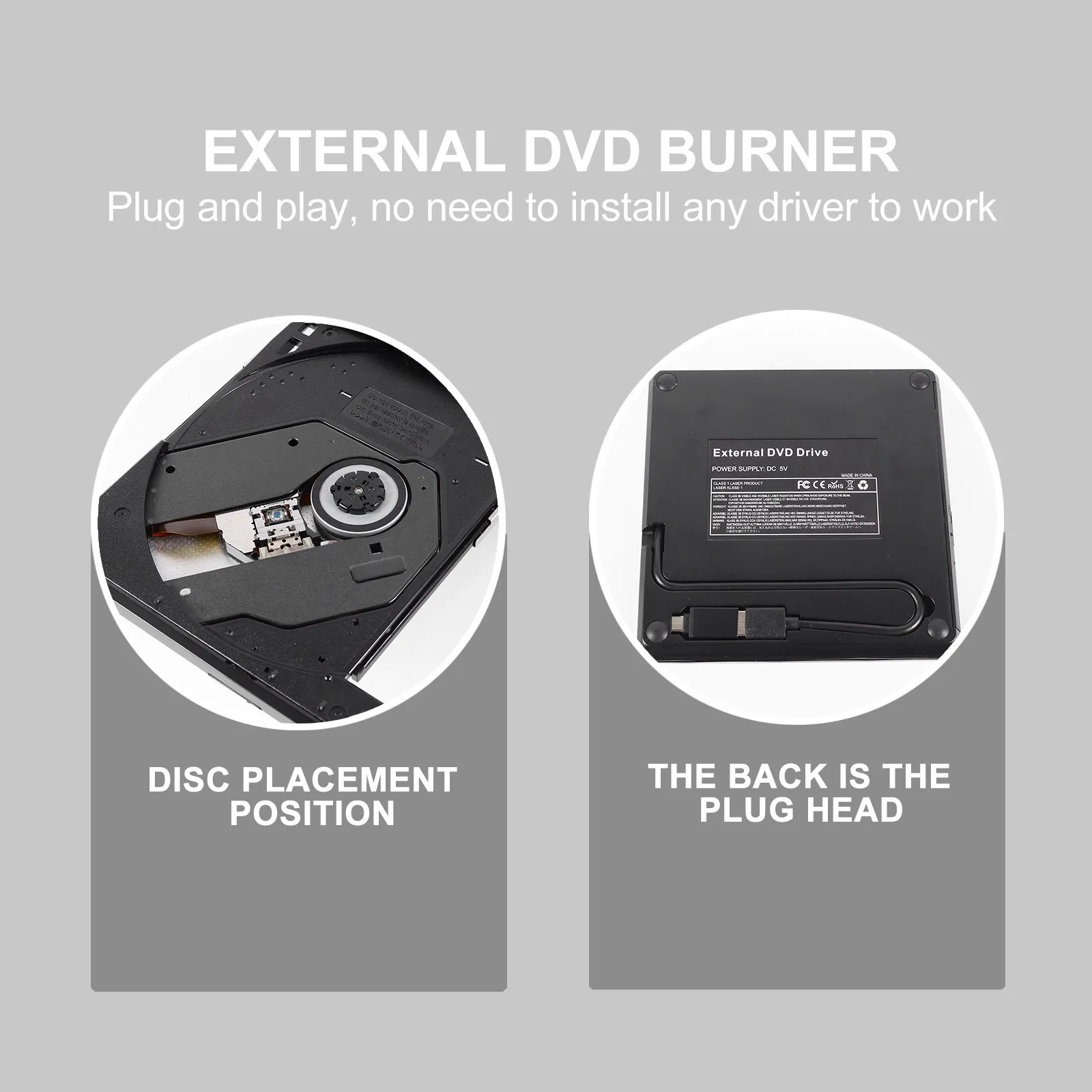 

Внешний DVD-привод USB 3.0 Type-C для ноутбуков и настольных ПК, портативный CD-ROM-привод, совместимый с Windows XP, 7, 8, 10, Plug and Play