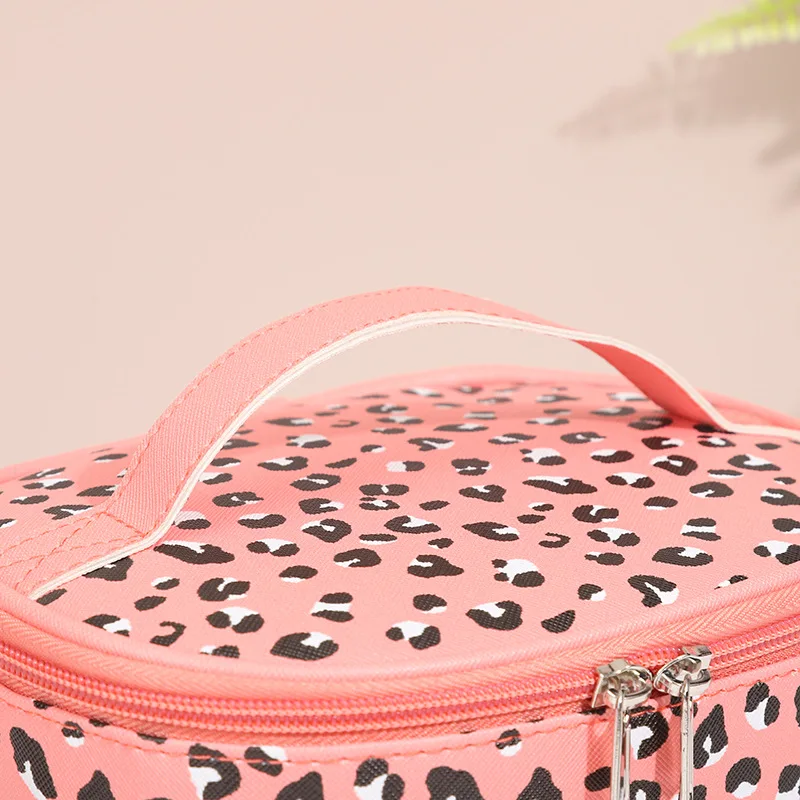 Leopard Print Makeup Bag Set Travel Cosmetic Bag PU Leather Zipper Pouch Waterproof Cosmetic Storage Bag