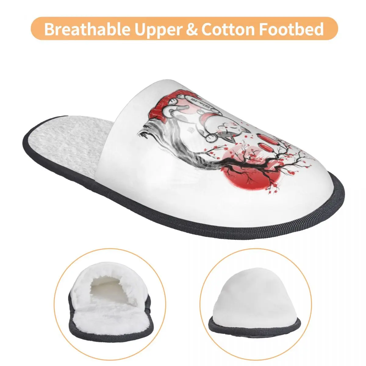 مخصص Maneki Neko ساكورا الزهور لينة رغوة الذاكرة شبشب منزل النساء محظوظ القط زهر الكرز دافئ المضادة للانزلاق وحيد النعال #3