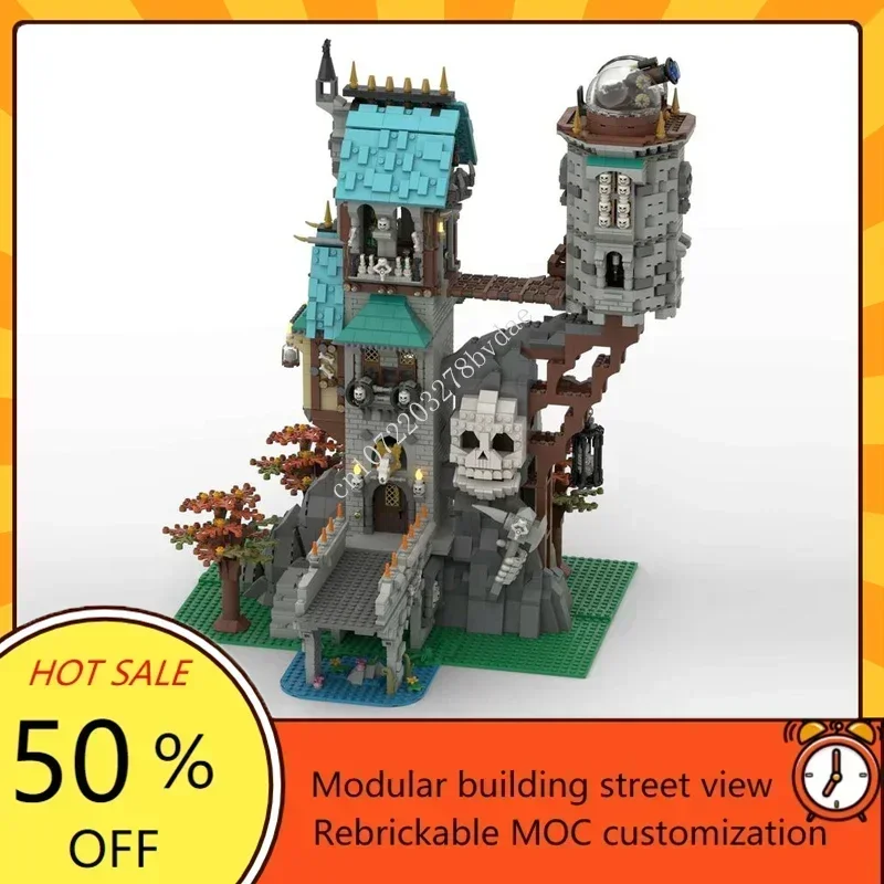 

3876 шт. индивидуальные MOC средневековый замок с черепом Watchtower, технология на заказ, головоломки, технология «сделай сам», сборка игрушек, рождественские подарки