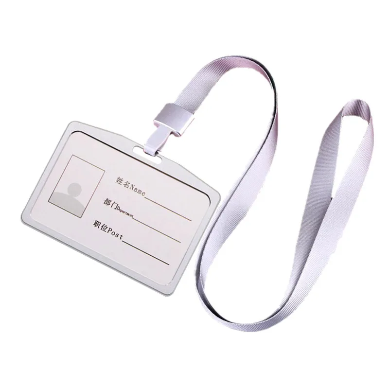 Horizontal Aluminum Alloy Pass Work Card Holder ID Badge Cover For Staff Nurse Working Permit Case Matel ID Name Card Protector