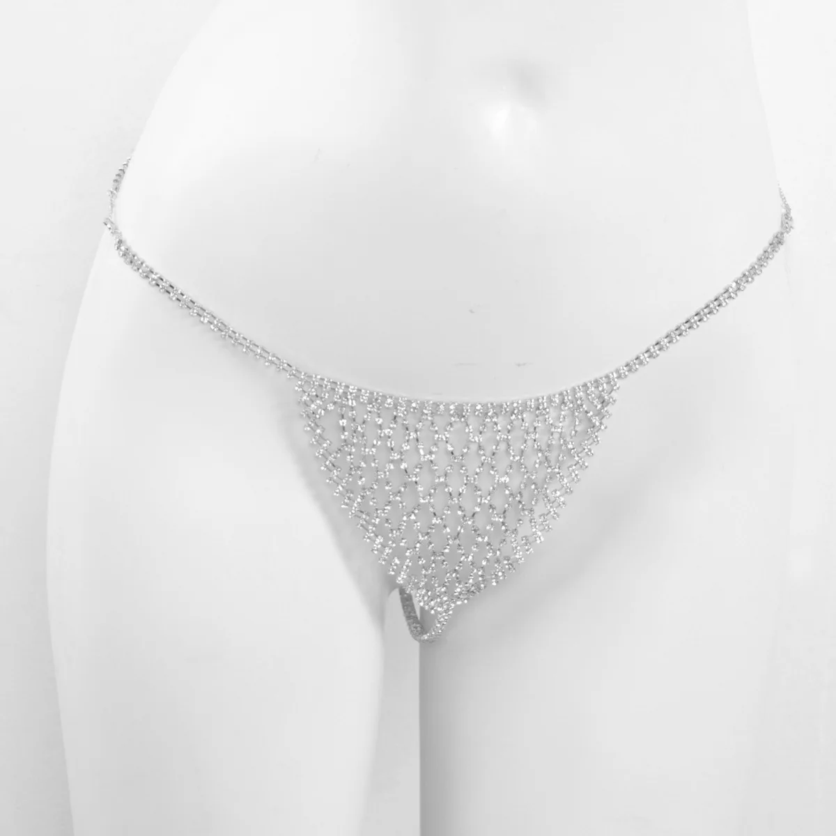 Sexy Grid Like Bikini Style Rhinestone Bra Underwear Two Piece Set  Nightclub Body Chain