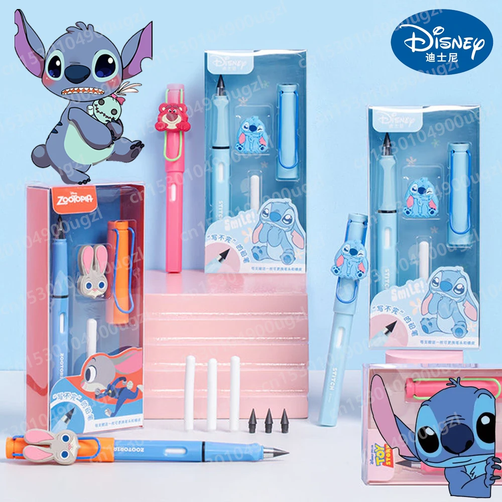 

Disney Stitch Judy Unlimited Writing Pen Students Stationery Eternal Pencil with Eraser Cartoon Kawaii School Supplies Kids Gift