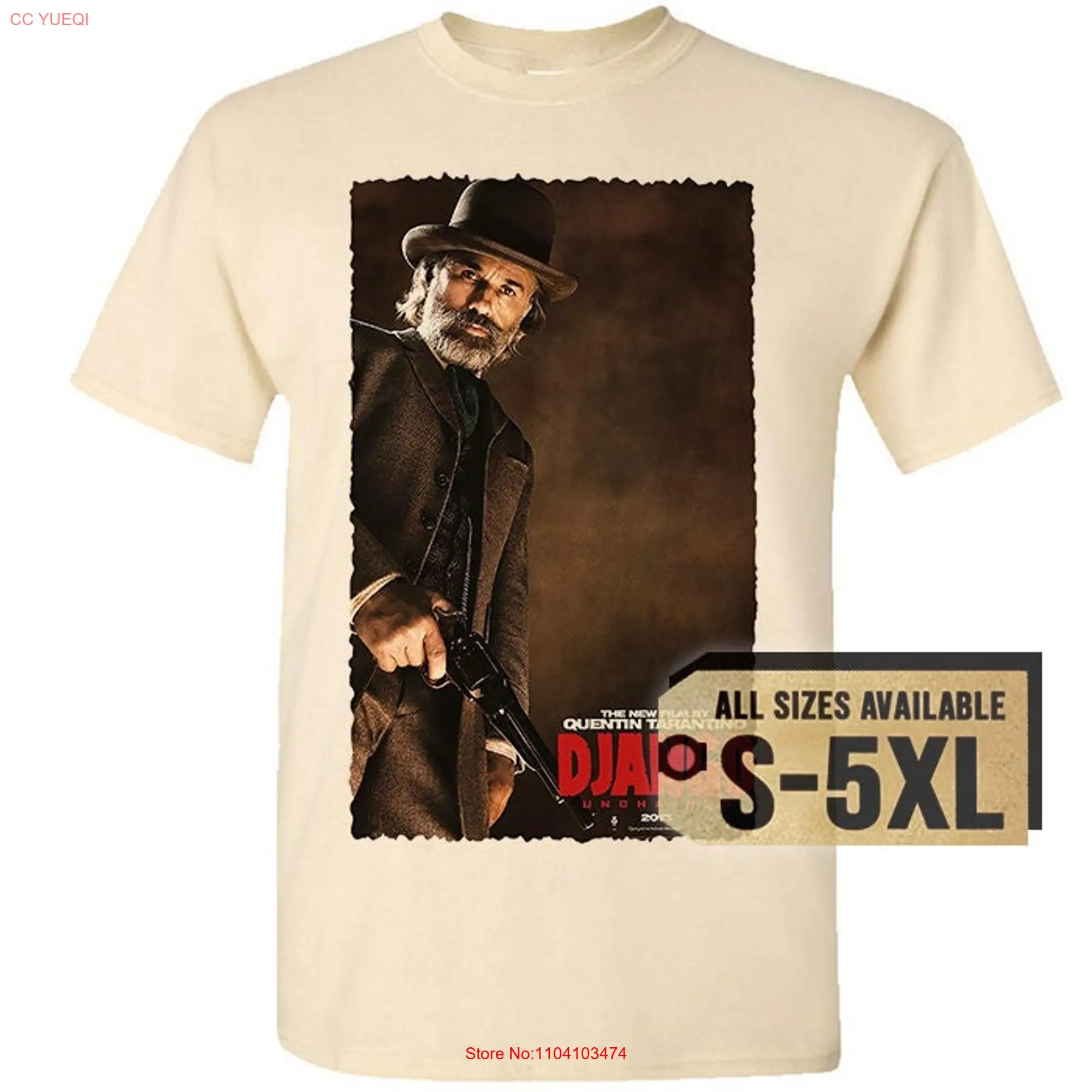 Django Unchained V19 Natural White Gray Vintage Men T Shirt all sizes S 5XL Film long or short sleeves