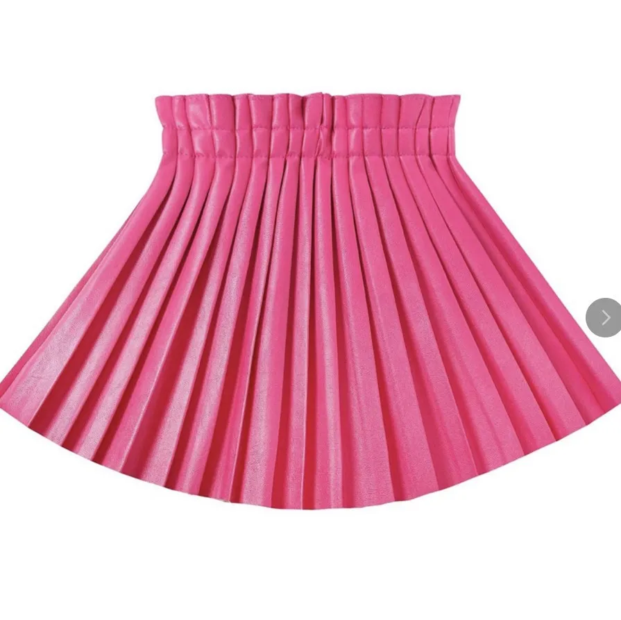 Girls Summer Skirts Baby Candy Color Performance School Short Dress Children Waist Leather Pleated Skirts