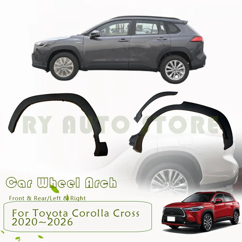 Moldura de guardabarros para Toyota Corolla Cross XG10 2020~2026, ABS, delantera, trasera, izquierda, derecha, accesorios de moldura para el guardabarros