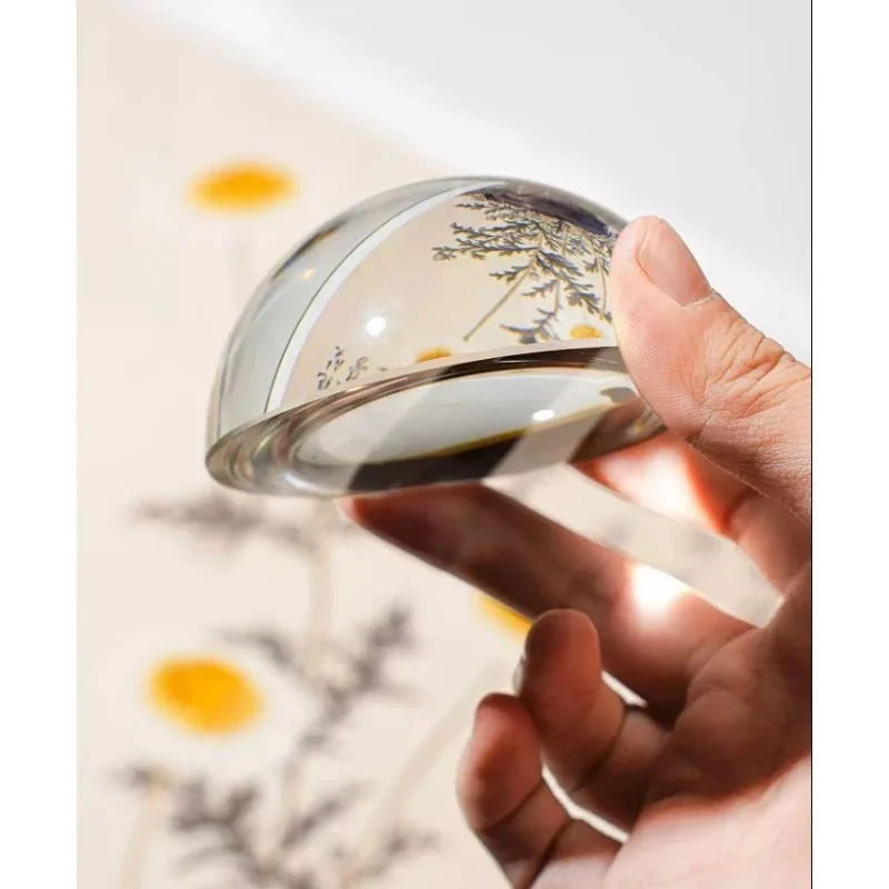 

Хрустальная полусферическая лупа-пресс-папье, прозрачная купольная оптическая лупа для чтения, настольный декор, украшение, подарок