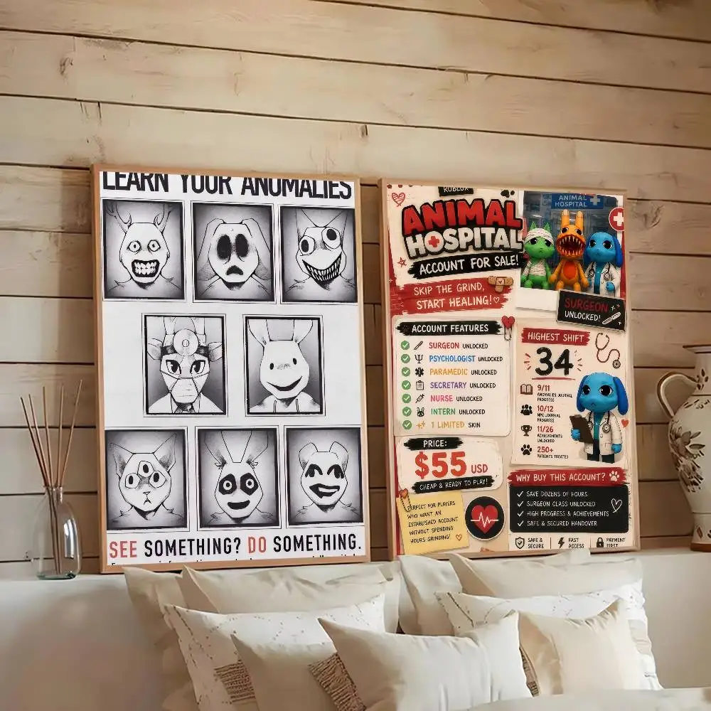 Animal Hospital Anomaly    Vintage Posters Sticky Retro Kraft Paper Sticker DIY Room Bar Cafe Kawaii Room Decor