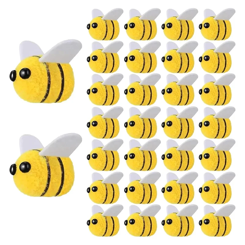 Boule de cheveux à pompon d'abeille en Polyester, 50 pièces, coiffure pour enfant, Figurines de mariage, bricolage, matériel fait à la main, chapeau, vêtements, décor