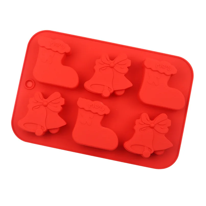 6 Even Christmas Socks Silicone Cake Mold, Aromatherapy Mold, High Temperature Resistant XG135
