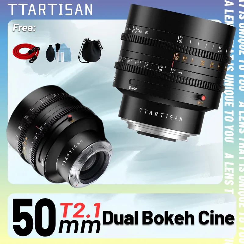 

TTArtisan 50mm T2.1 Full Frame Dual Bokeh Film Cine Lens Large Aperture for Sony E Nikon Z Canon R EOSR Lumix Leica L zfc R6II