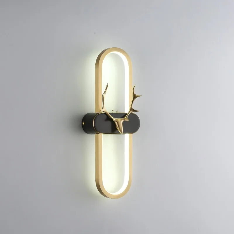 الحديثة الحد الأدنى النحاس مصابيح الحائط الممر المدخل بهو أضواء الشمال الدرج غرفة نوم اللوح الأمامي خلفية وحدة إضاءة LED جداريّة الشمعدانات #2