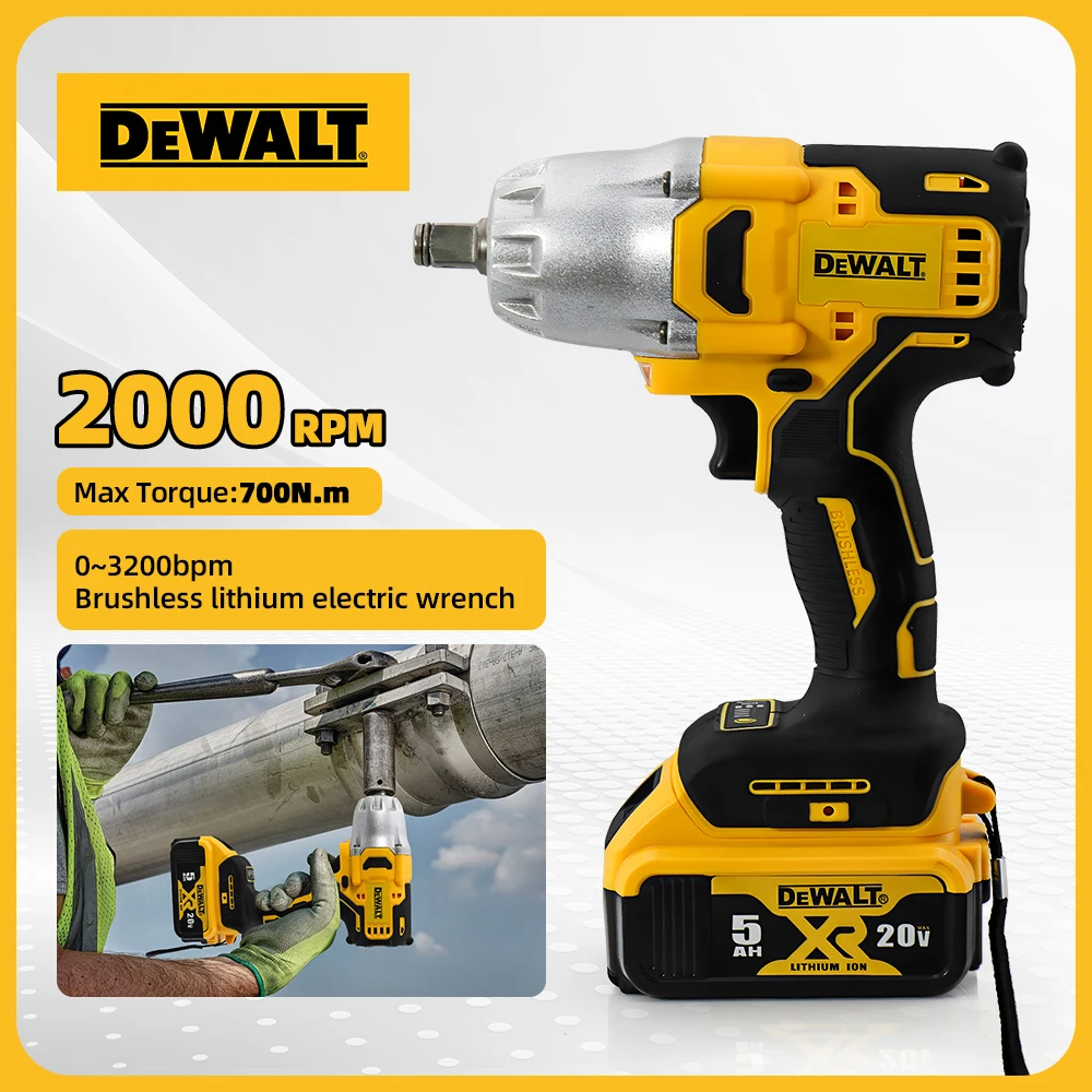 Dewalt 1/2in 700 N.m High Torque Electric Wrench Brushless Hand Tools 20V   Battery Impact Wrench Decoration Team Power Tools