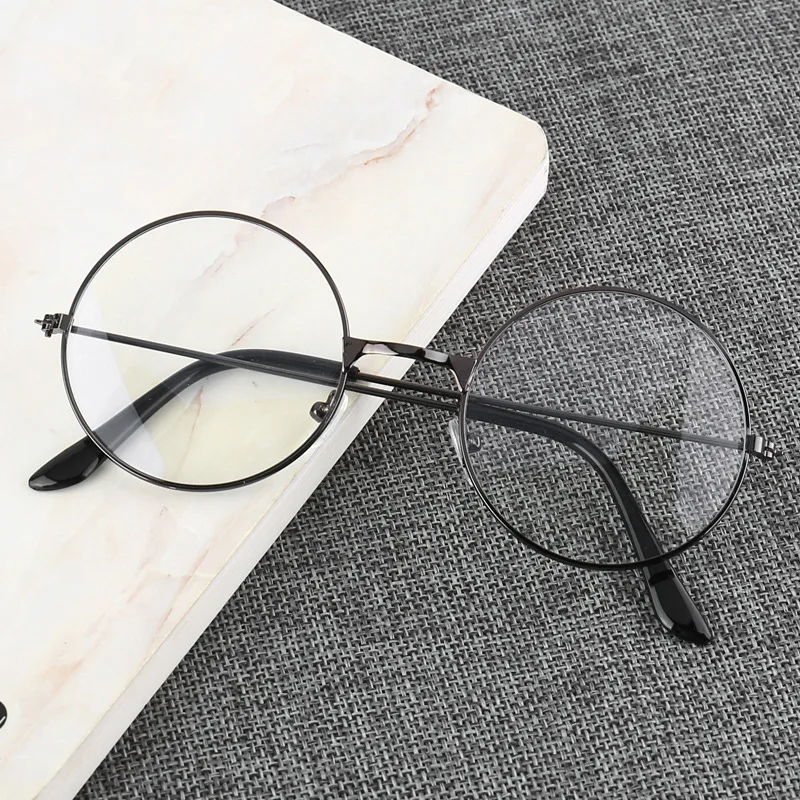 Round Eyeglasses Glasses Frame Vintage Retro Metal Frame Clear Glasses Black Oversized Round Glasses Circle Eye Glasses