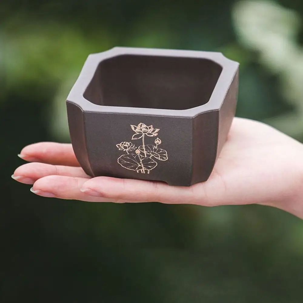 Creative Imitation Purple Clay Flower Pot Durable Thick DIY Plant Bowl Colorful Bonsai Succulent Basin Home