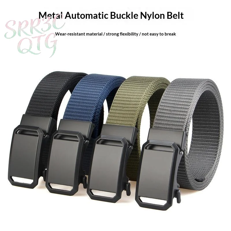 Hot Sale Mens Nylon Belt With Adjustable Automatic Buckle Breathable Weave For Work Hiking Camping Outdoor Activities
