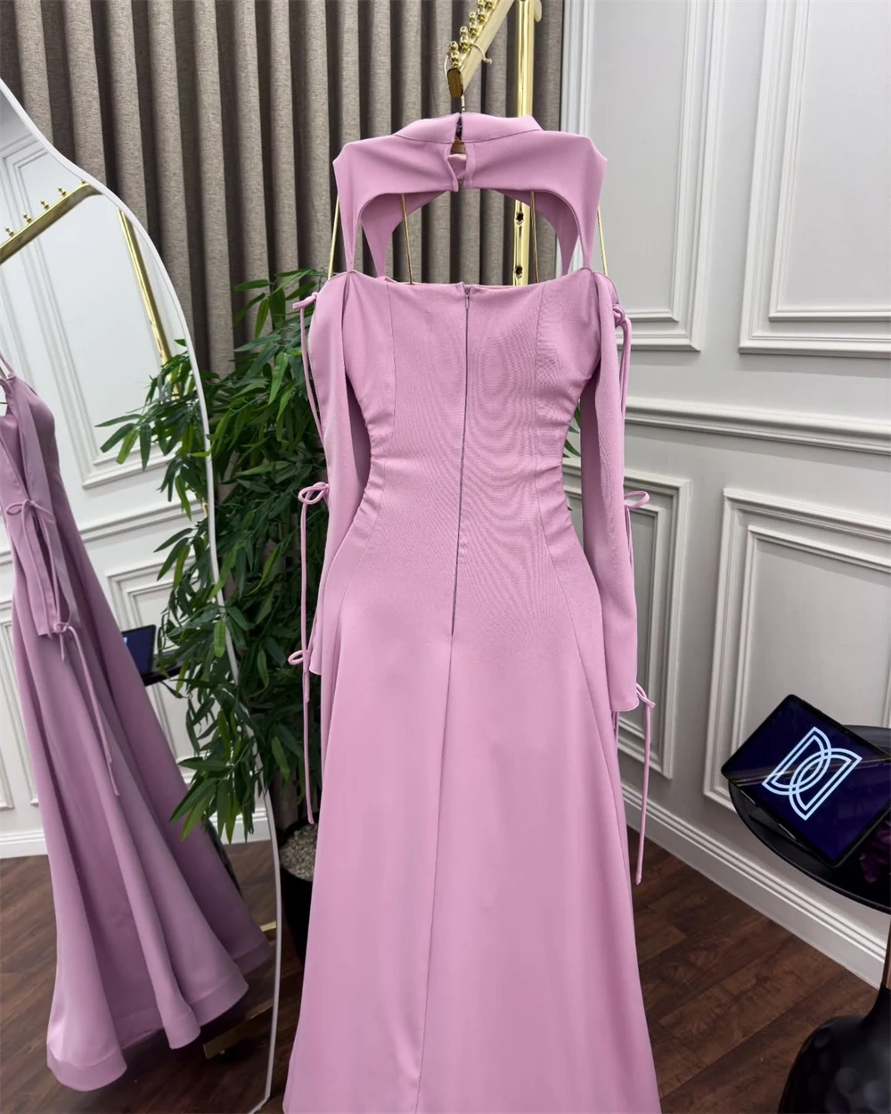 Customized Evening Dress Elegant O-Neck Off the Shoulder 3/4 Sleeves Party Dresses Jersey  A-Line Floor Length Prom Gowns