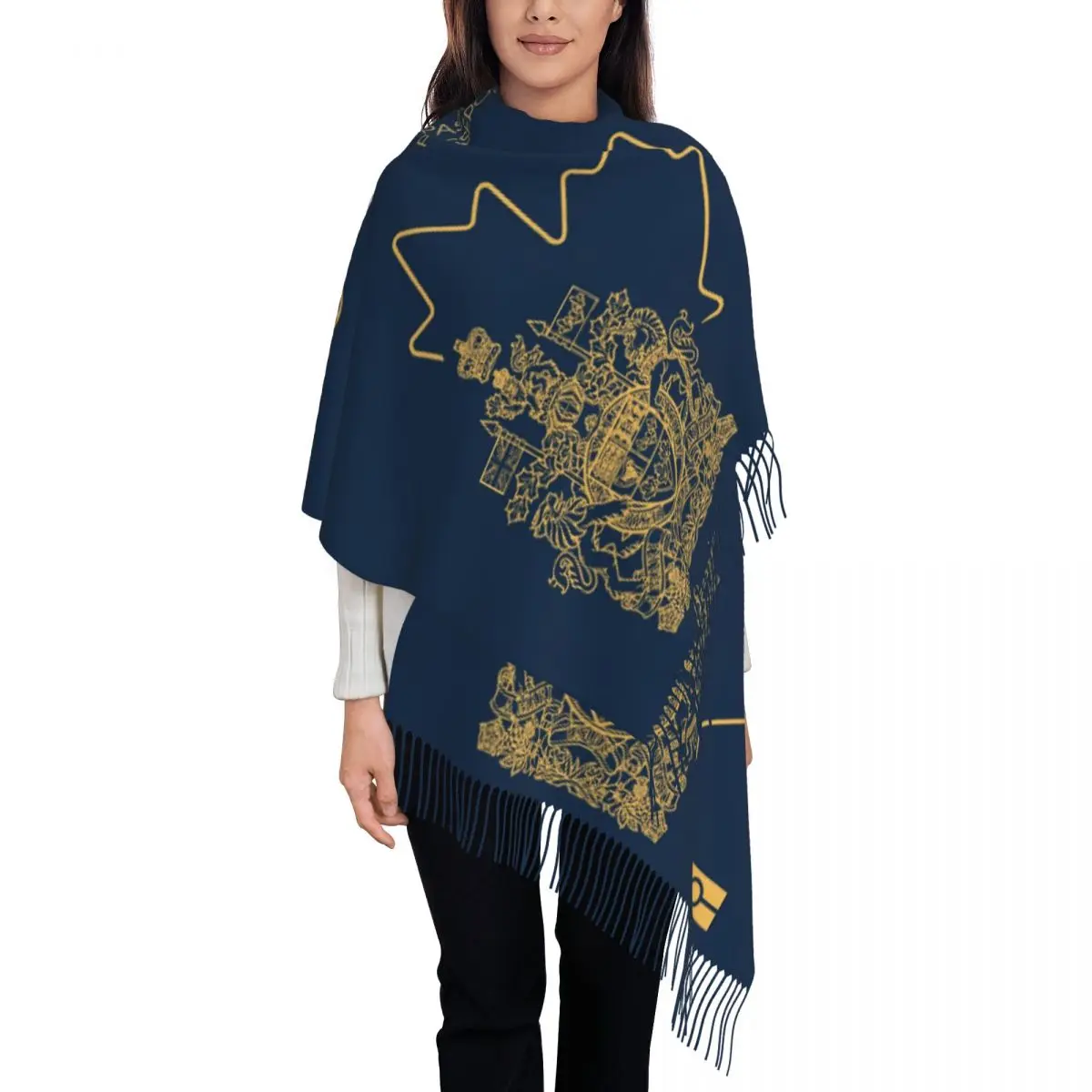 

Изготовленный на заказ шарф с кисточками для паспорта Канады, женские зимние теплые шали, женские шарфы