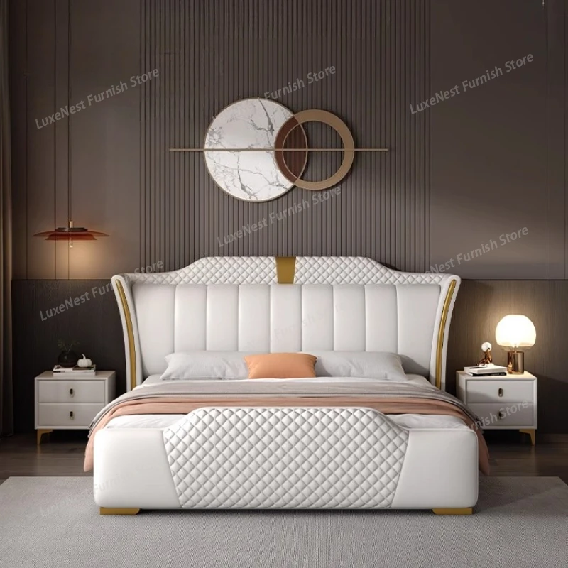 

Кровать 180x200 см в скандинавском стиле, роскошная двуспальная кровать King Size с основанием и каркасом, с изголовьем, мебель для дома