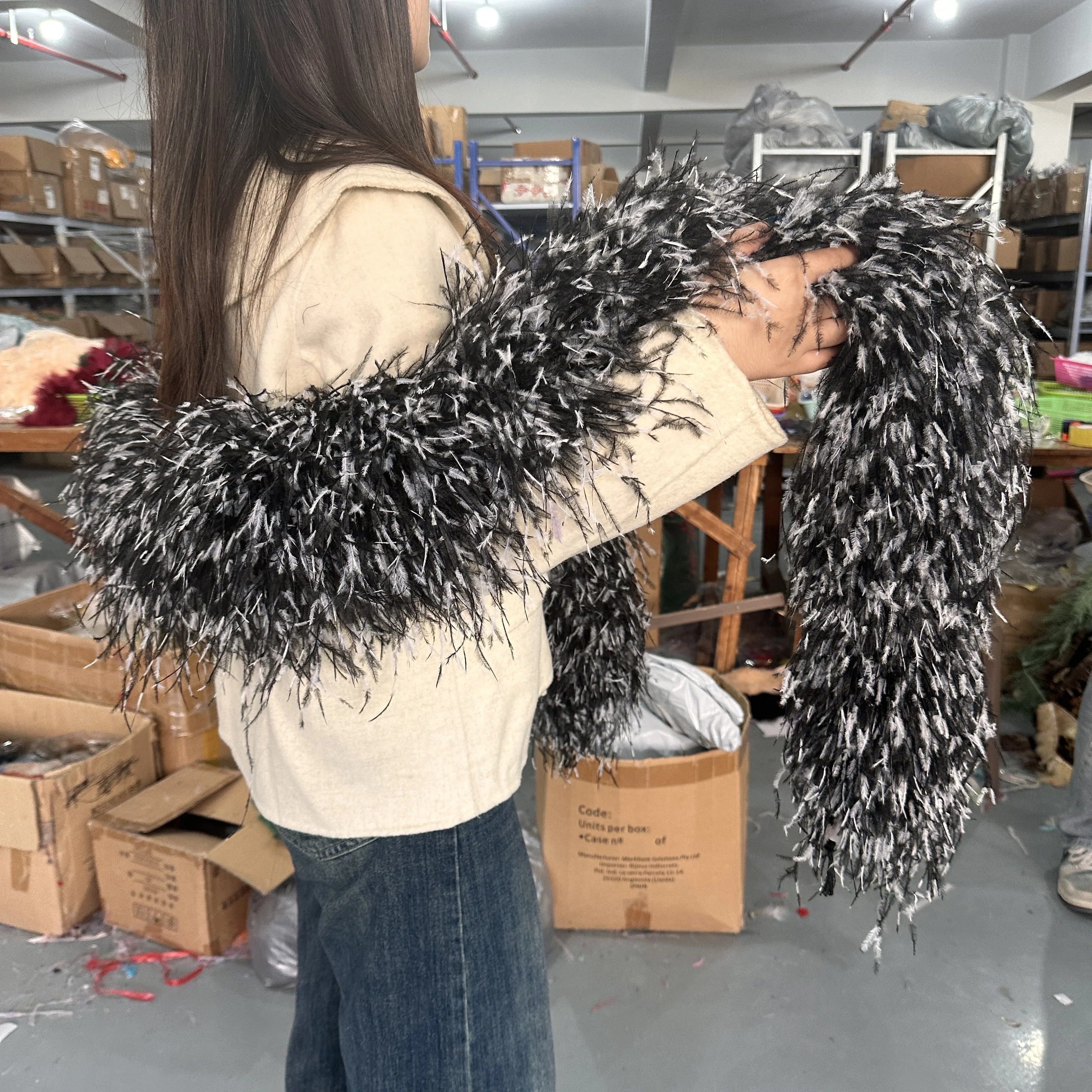 Natural Ostrich Feather Boa 2Meters 1-10Ply High Quality for Costume Clothing Sewing Decoration Scarf Plumas