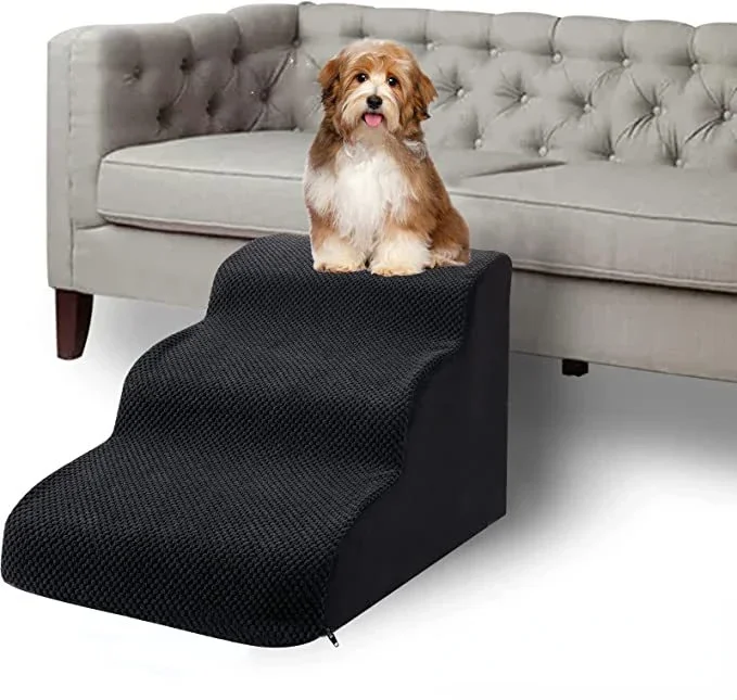 

Pet Stairs for Large Dog Cat Soft Small Dog Ramp Ladder Stair Extra Wide Non-Slip Steps for High Bed or Couch